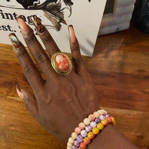 Gold and Orange Cream Swirl Statement Ring